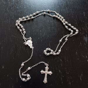 Sterling Silver Rosario Necklace Stamped 925